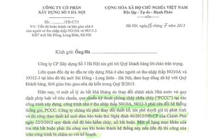 Khách hàng tố dự án nhà thu nhập thấp của HANCO3 chậm bàn giao nhà